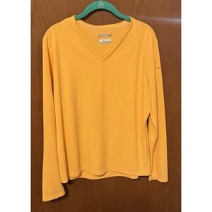 Columbia PFG Wmn V-Neck Long Sleeve Sun Protection Omni Shade Peach Shirt XL Tb3